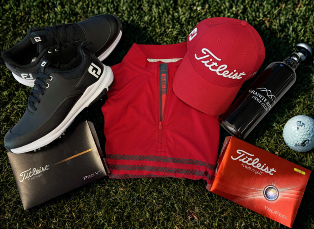 Golf Gear including shoes, hats, golf balls, clothing
